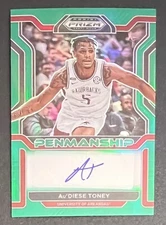 Au’Diese Toney 2022-23 Panini Prizm Draft Picks Green AUTO #CP-ATO - Arkansas 