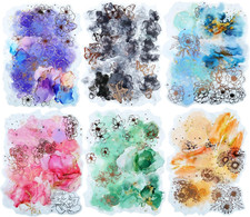 Watercolor Floral PET Sticker Set, 60PCS Gold Foil Flower Stickers for Scrapbook