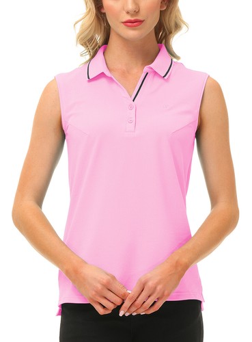 Women Button Golf Polo Gym Sleeveless Shirt T-shirt Casual Climbing Tennis Top - Picture 27 of 182