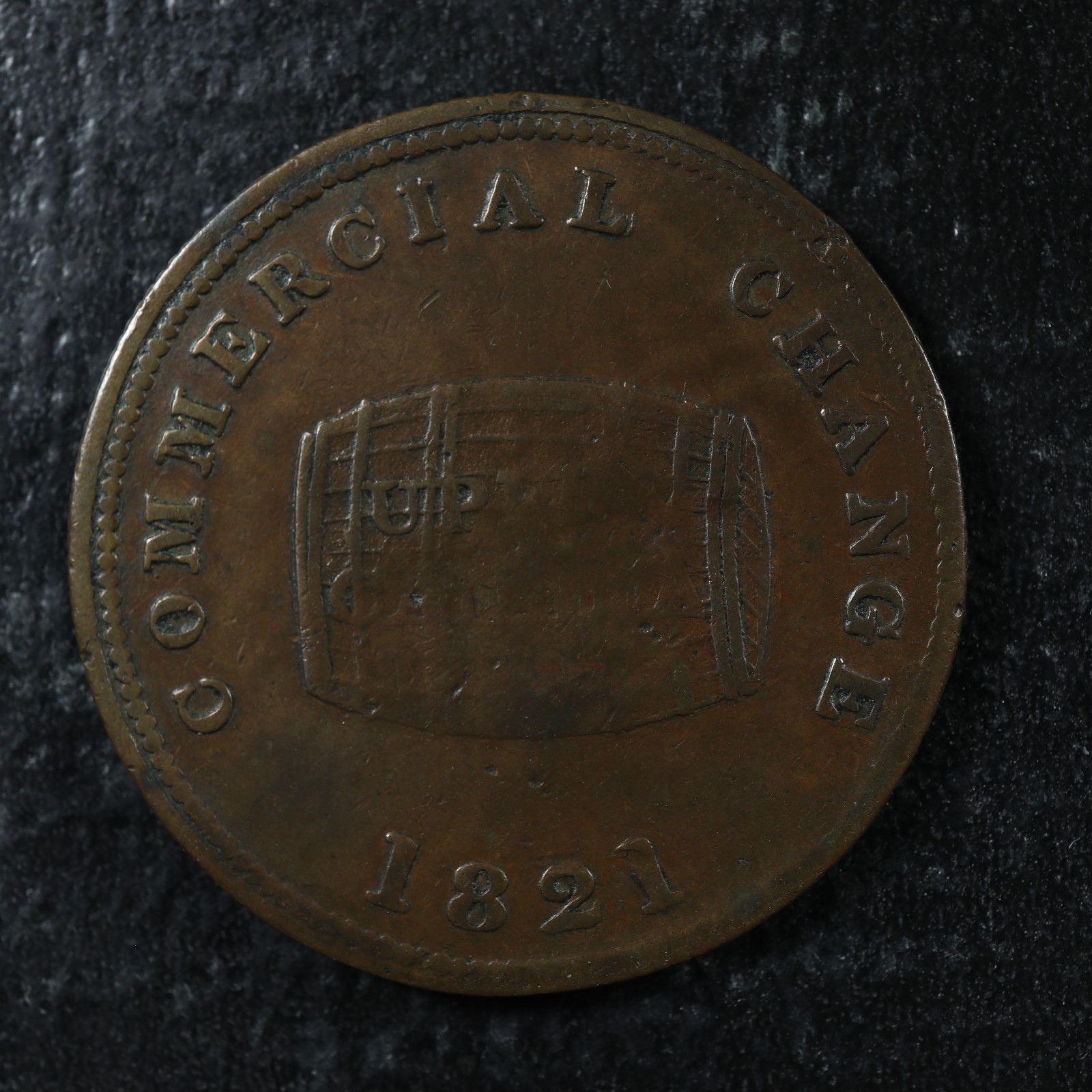 UC-10 Halfpenny token 1821 Upper Canada Commercial Change ship Breton 728