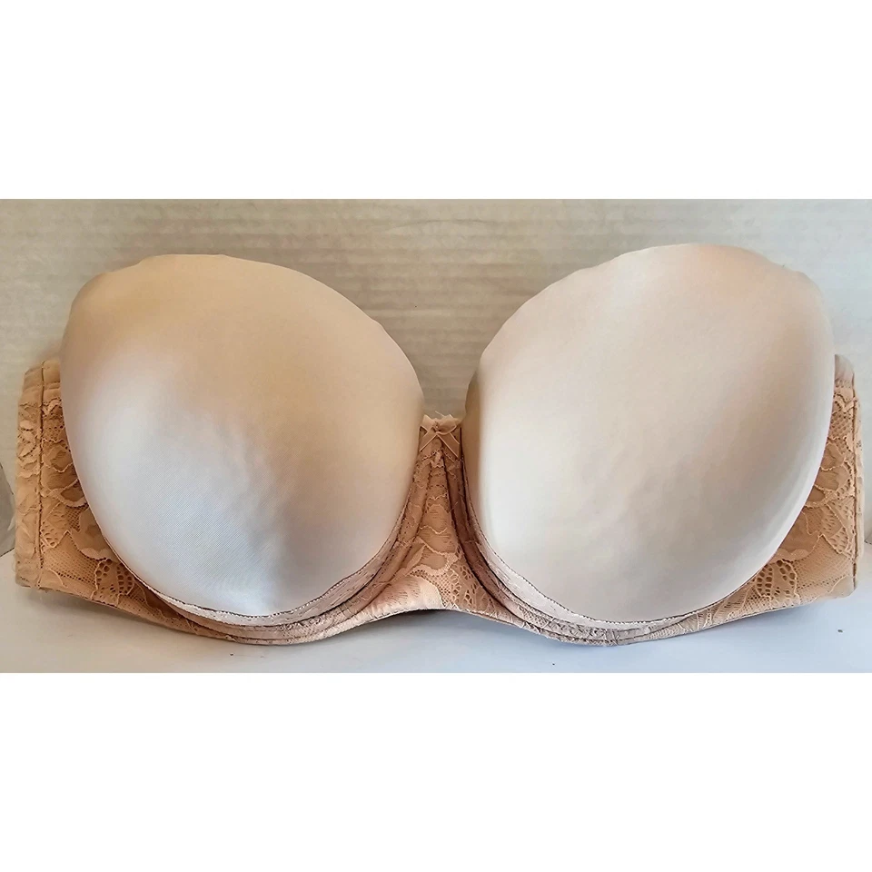 Sutiã Torrid Curve 44DD bege renda sem alças acolchoado plus size - Imagem 2 de 4