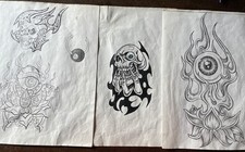 8 Ball Eyes  Skulls By Micky, Butler PA 1995 tattoo flash Art - Color Sketches