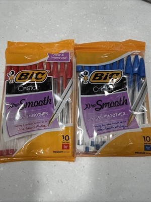 BIC Cristal Xtra Smooth Ballpoint Pen, Medium Point (1.0mm), Blue & Red