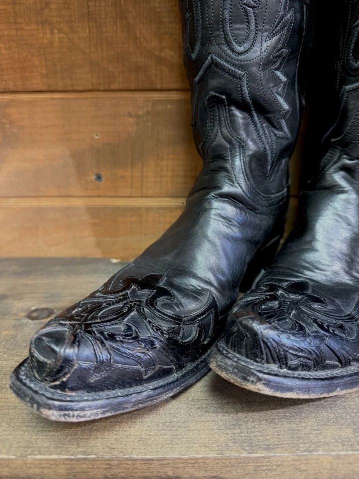 Botas de cuero negras Lucchese vintage para mujer N4751 talla 7B hechas en EE. UU. Foto 4 de 4
