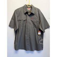NWT Wrangler Mens XL Olive Green SS Button Up Relaxed Fit Cotton Blend