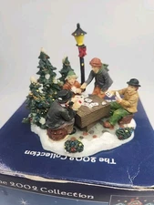 Vtg Christmas Village "Friendly Card Game" 2002 Carole Towne Collection Boxed