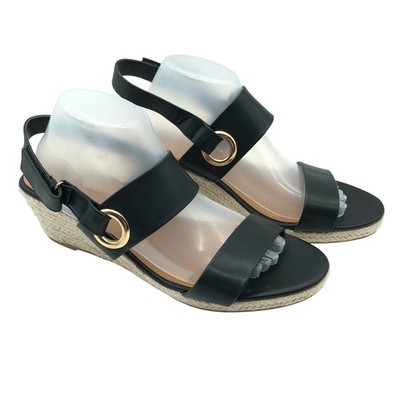 Comfortview Lilou Sandals Wedge Heel Slingback Faux Leather Black 11M