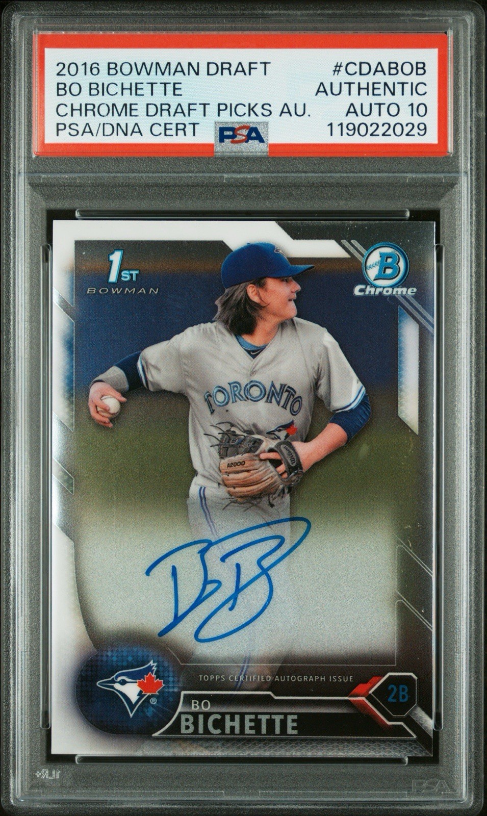 2016 BOWMAN DRAFT CHROME DRAFT PICKS AUTO #CDABOB BO BICHETTE PSA 10 AUTO