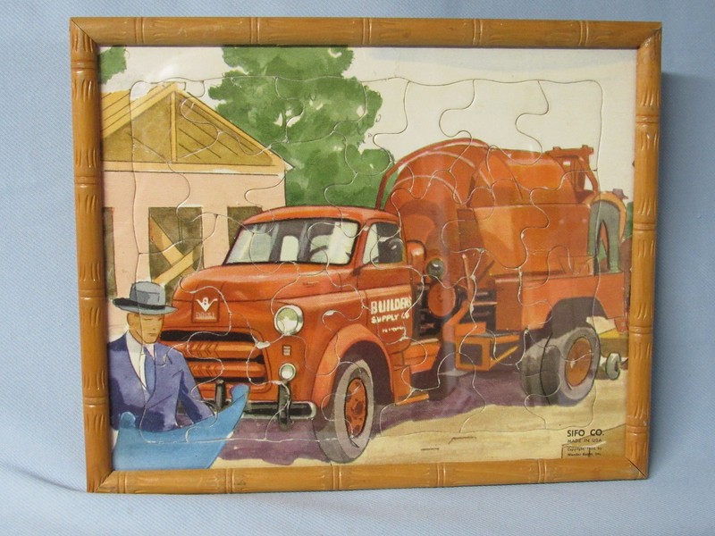 Framed Puzzle Tray by Sifo Co.USA 1954, Truck Architect House