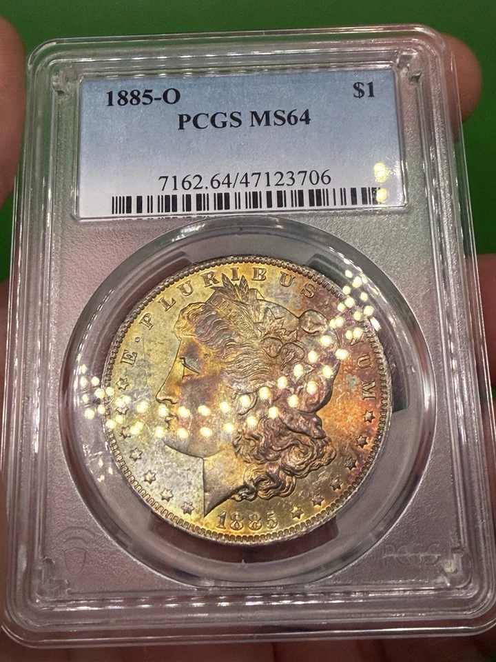 MUITO lindo dólar de prata Morgan de dois tons 1885-O MS-64 PCGS- Veja o vídeo!! - Imagem 2 de 4