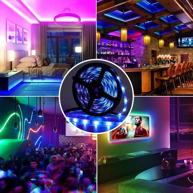 Striscia LED RGB 5m IP67 54 LED RGB con Musica 12V Luci Colorate Interno Esterno - Immagine 2 di 4