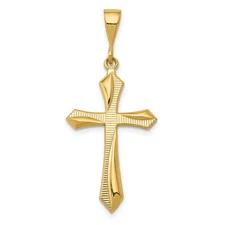14k Gold Cross Pendant Unisex Necklace Men Women Religious Charm Modern Jewelry