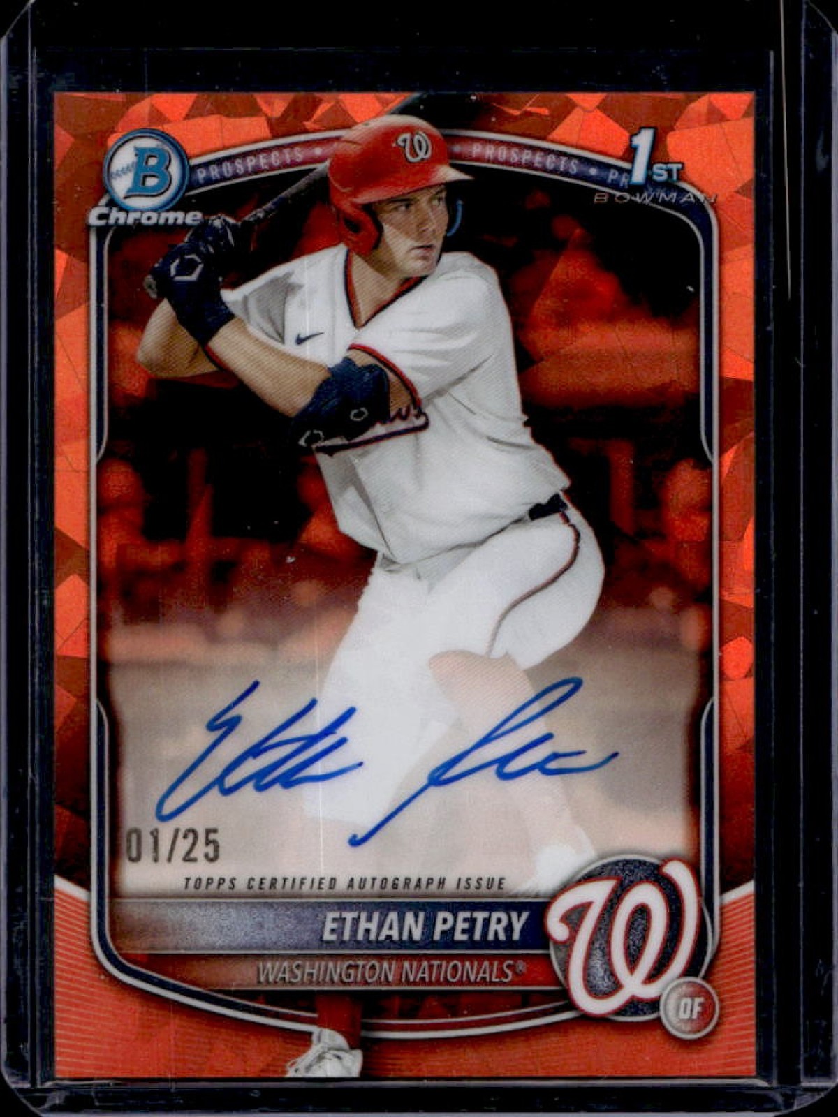 2025 Bowman Draft Sapphire Ethan Petry Chrome Auto Orange Refractor 1st #/25