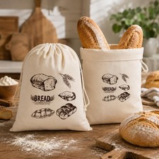 2 Pcs Reusable Beeswax Bread Bag, Cotton Linen Bread Bags for Homemade Breads