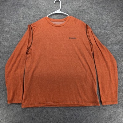 Columbia Omni-Wick Shirt Mens XL Orange Long Sleeve Moisture Wicking Quick-Dry