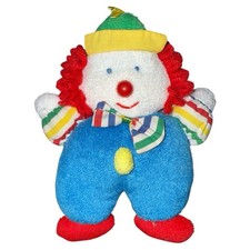 Kids Gifts Terry Cloth Clown Primary Stripe Circus Rattle Plush Terrycloth Lovey
