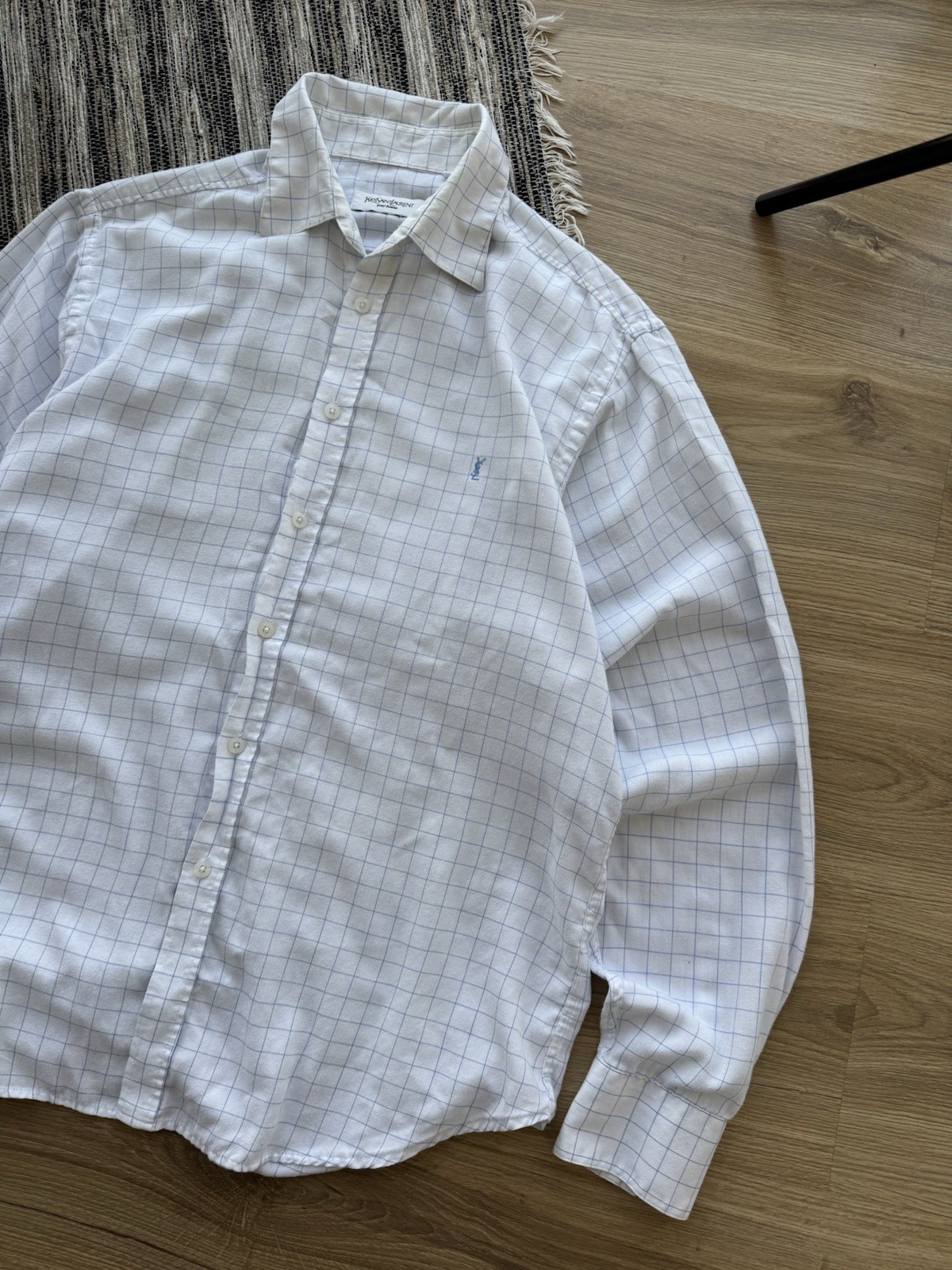 Camicia Yves Saint Laurent YSL a righe con bottoni mentre classica taglia L vintage