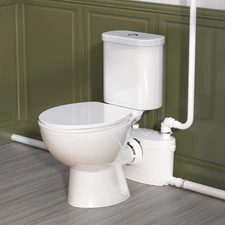 600W Upflush Macerating Toilet System Dual Flush 1/1.6GPF w/ Pump for Basement