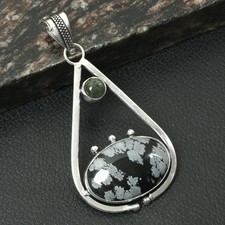 Snowflake Obsidian Labradorite Gemstone Handmade Pendant Jewelry 2.8