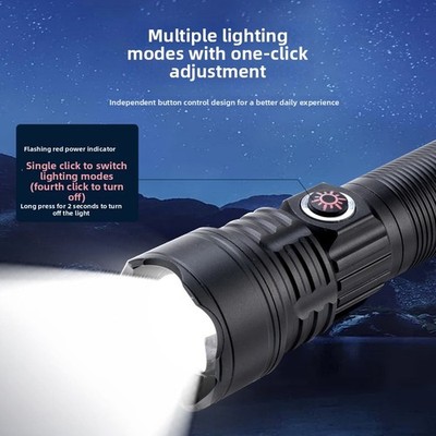 Wiederaufladbare Taschenlampe mit hoher Helligkeit LED 500 m Leuchtweite USB C E