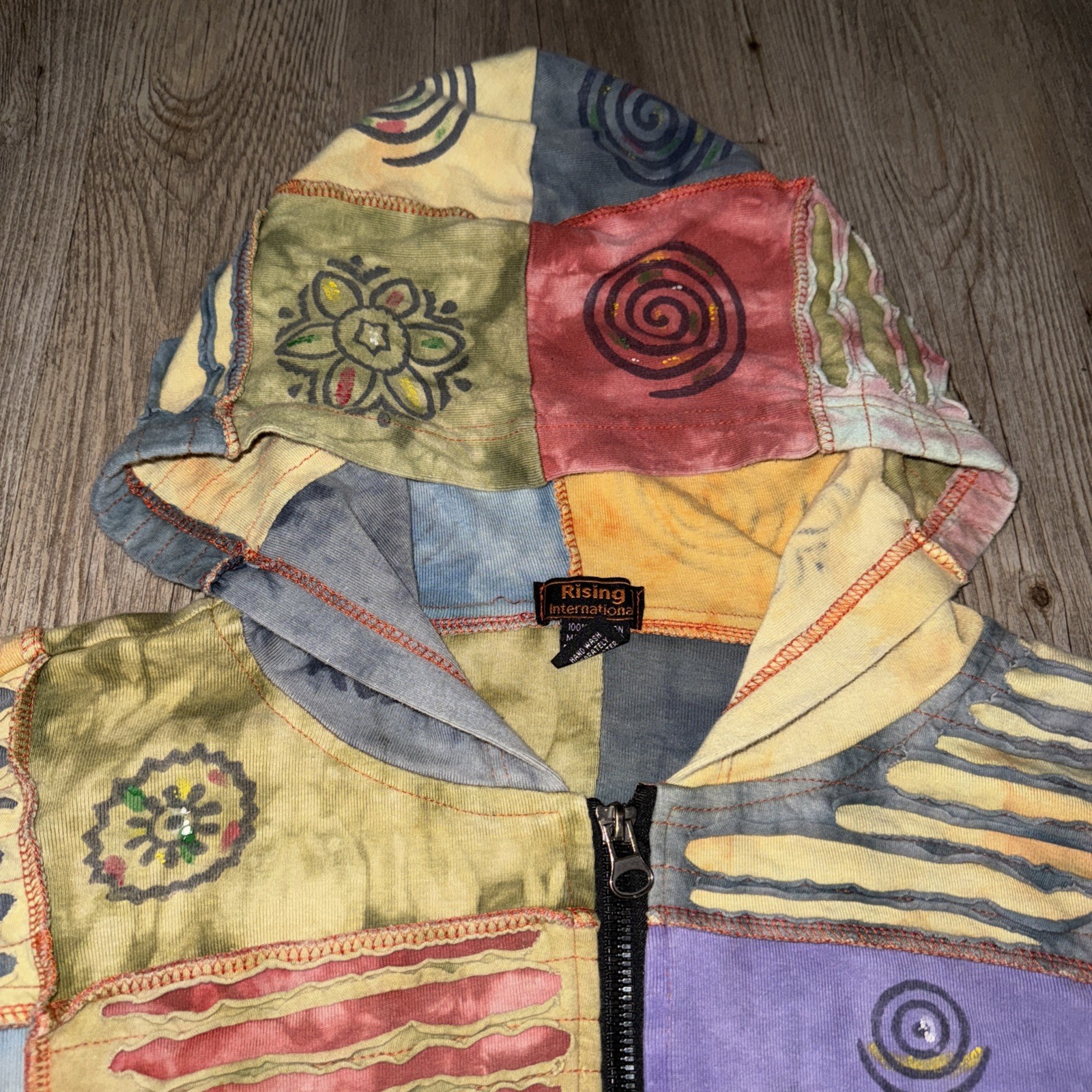 Patchwork Boho Full Zip Hoodie Jacket Colorful 1 … - image 9