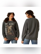 Ariat Born to Ride Western Graphic Oversized Crew Sweatshirt 2X NWT Rodeo