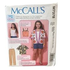 McCALL'S M7378 Girls Plus Jackets Tops Shorts Pants Sewing Size 10.5-16.5