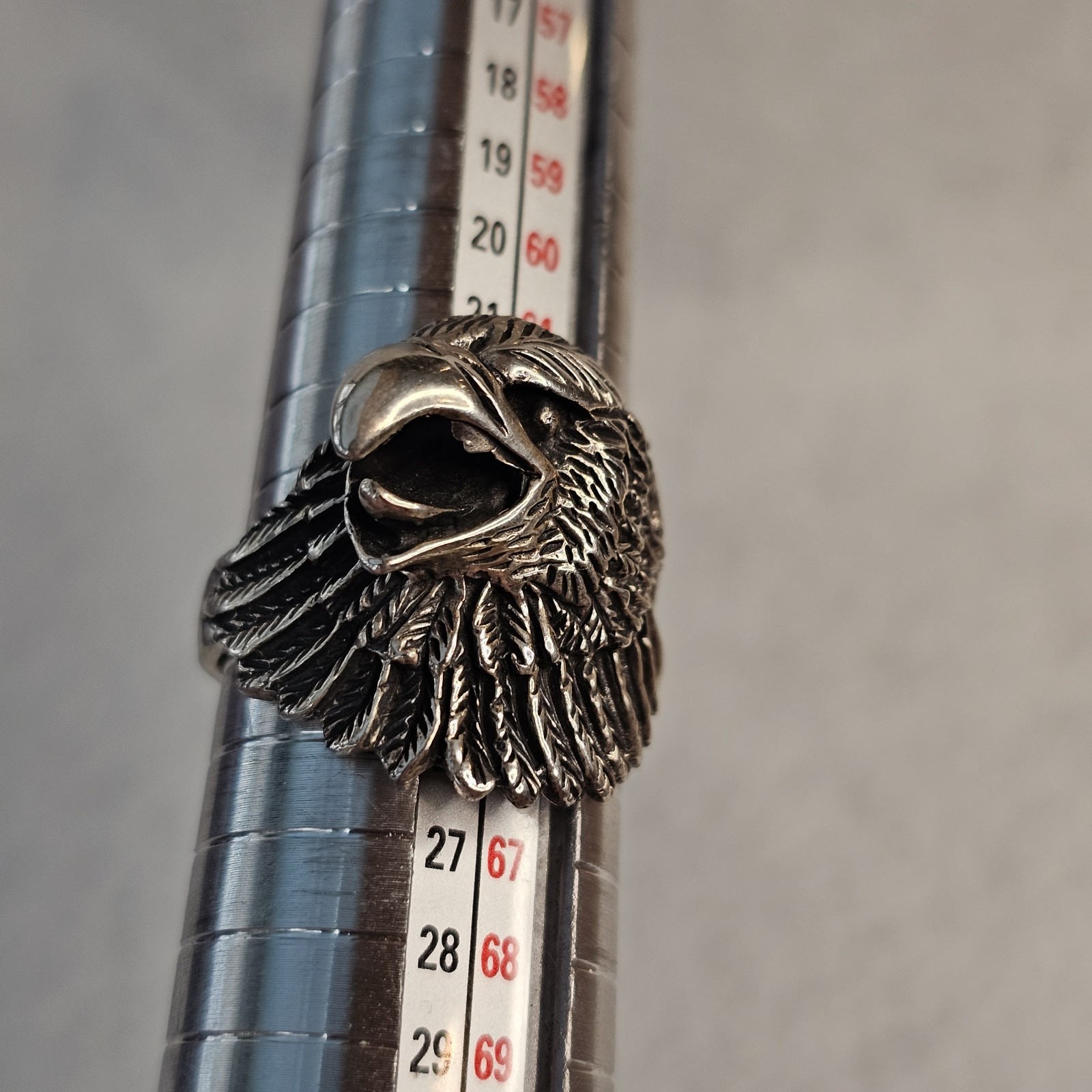 Men’s Solid Sterling Silver 3D Eagle Head Ring Si… - image 11