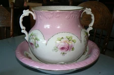 ONE OF A KIND 1879 TO 1891 CROWN POTTERIE CO. WASH BASIN AND PITCHER  2 GALLON