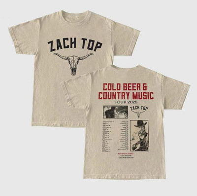 Zack Top Cold Beer Country Music Tour 2025 Two Sides T-Shirt