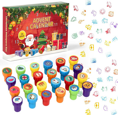 Adventskalender Weihnachten Stempel Für Kinder, 24Pcs Selbstfärbende Weihnachtss
