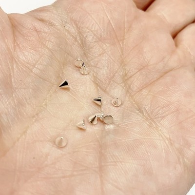 Morezmore M01682-Silver 10pc Miniature Punk Spike 3mm Cone Stud Doll Clothes