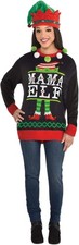 Mama Elf" Christmas Ugly Sweater  Adult L/XL  1 Pc