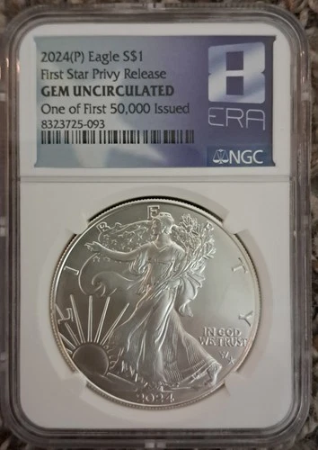 2024(P) First Star Privy $1 - 1oz Silver Eagle Uncirculated Coin 1st 50,000