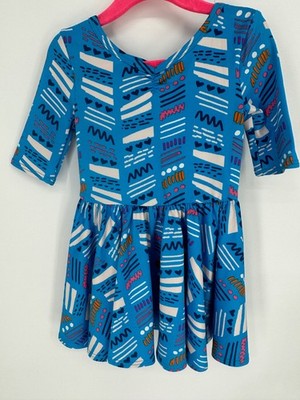 Dotdotsmile Girls Dress Size 2T Blue with Multi Color Lines New with Tags