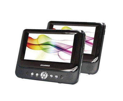 Sylvania 9'' Dual Screen Portable DVD CD player - Car Adapter