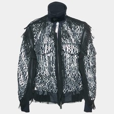 Sacai Navy BlueSilver Sequins Ruffled Bomber Jacket S