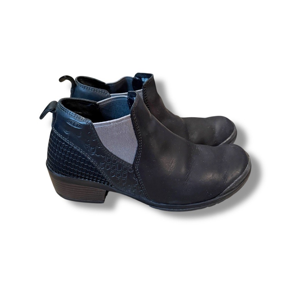 Stivali Keen Morrison Chelsea donna taglia 8 neri pelle testurizzata alla caviglia