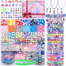 AIPRIDY 3200 Pieces Girls Toys Bracelet Making Kit, Unicorn/Mermaid Clay Beads J
