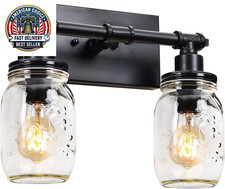 2 Light Bathroom Vanity Light Black Bathroom Light Fixture, Industrial Farmhouse