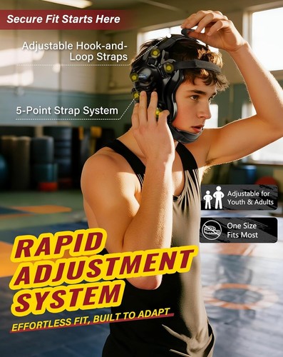 Custom Fit Wrestling Headgear with Detachable Chin Guard^ - Picture 4 of 8