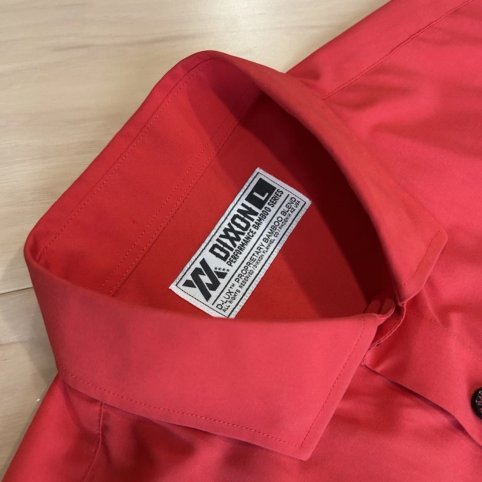 Dixxon Performance Bamboo Series Button Up Red Shirt Short Sleeve Men’s Large - Image 3 of 4