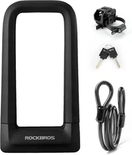 ROCKBROS Heavy Duty Anti Theft Bike U Lock w/Cable (Max 22.5MM+Mounting Bracket)