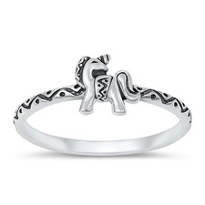 Magical Polished Unicorn Ring New .925 Sterling Silver Oxidized Band Sizes 2-10