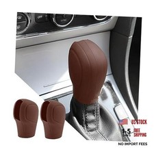 2 Pack Silicone Gear Shift Knob Cover 3.14 x 2.2 Inch Brown