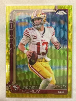 Brock Purdy 2025 Topps Chrome #262 Yellow Wave 085/275