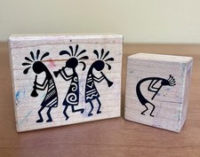 Kokopelli Wood Mounted Rubber Stamps set of 2 Scrapbooking S.W. Native American