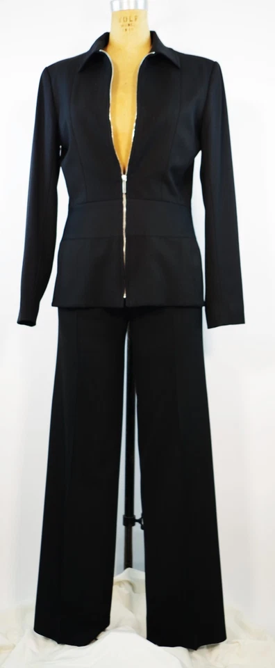 Traje Dior Negro Cierre Cremallera Hecho Portugal Chaqueta FR 42 US 10 Pantalones FR 40 US 8 Foto 3 de 4