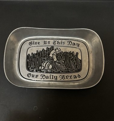 Wilton Armetale Pewter Bread Tray 'Give US This Day Our Daily Bread' Design