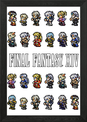 Final Fantasy XIV Pixel gerahmtes Wandbild Poster Leinwanddruck Bild